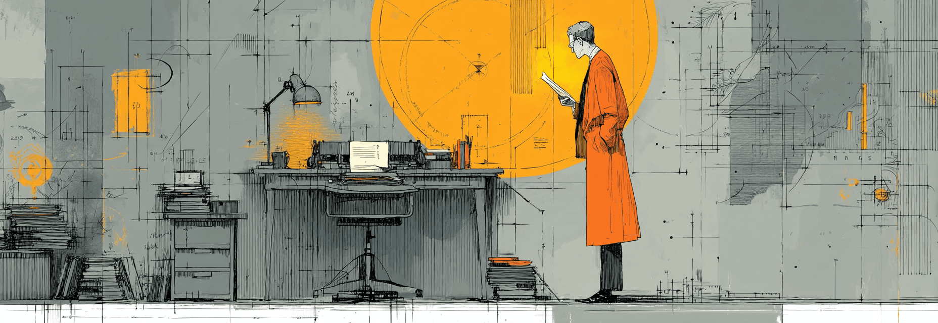 Figure holding glowing AI tool in unchanged workspace. AI change management requires role redesign, not just rollout.