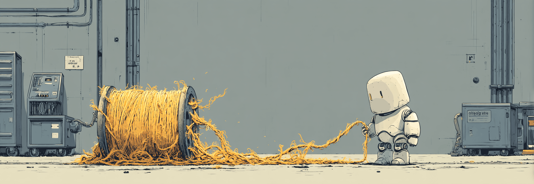 Frayed rope labeled "customer" splitting into misaligned paths, symbolizing the cost of poor data definition alignment